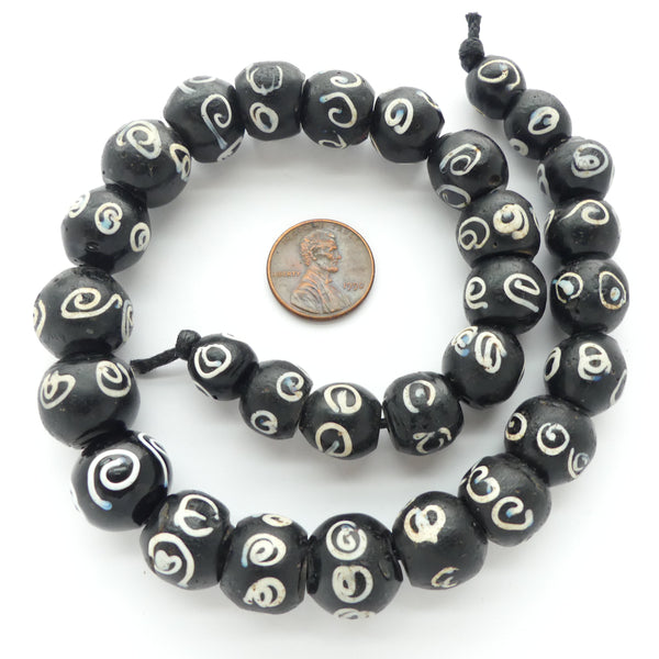 Lampwork, Antique Venetian Trade Bead Strand, Zen or "Six" Beads, Most 13mm Diameter