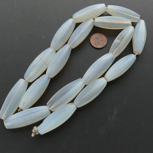 Bohemian, Antique Opalescent Faceted Beads, 40x12mm on 27-inch Strand