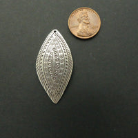 Thai Silver, Stamped Oval Slightly Domed Pendant, 42x20mm.
