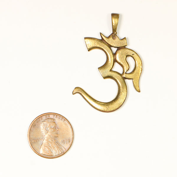 Brass, Pendant, Om Medium Large 30x40mm