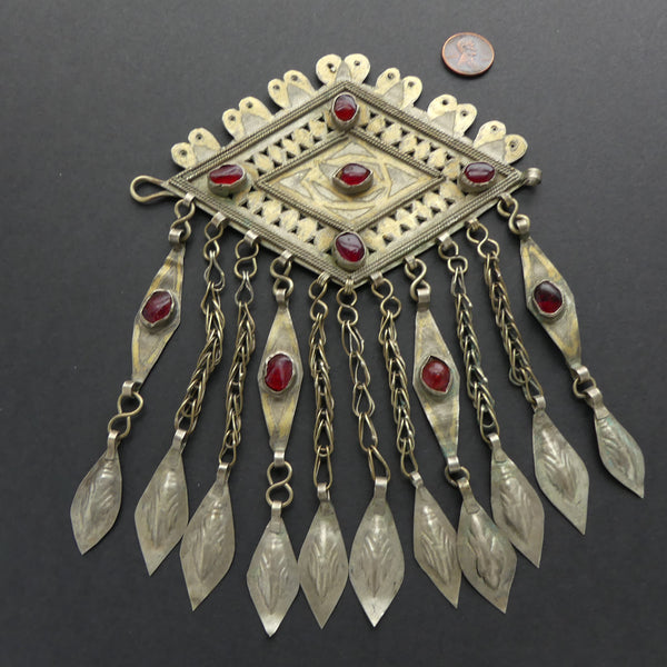 Turkoman Vintage Necklace Centerpiece/Clasp, 10.5x7 inches, Sold as a Set of 2