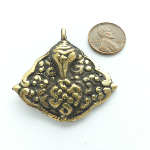 Brass, Pendants Buddhist Auspicious Symbols, Diamond Shape, 45x44mm