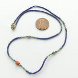 Lapis and Turquoise Micro Beads with Coral, 16-inch Strands