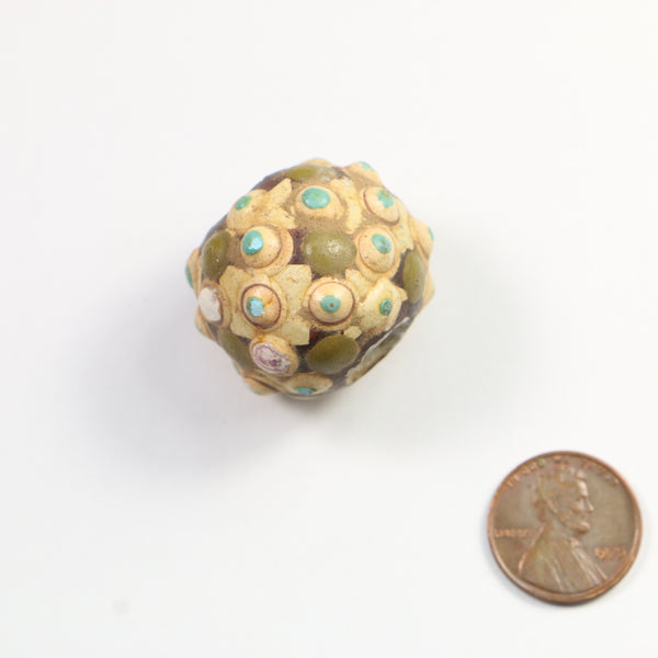 Ancient Chinese Warring States Faience Bead, 25x29mm