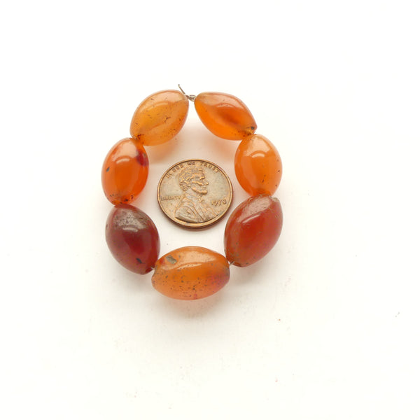 Naga, Carnelian, Antique Oval, beads 17x10mm, Set of 7