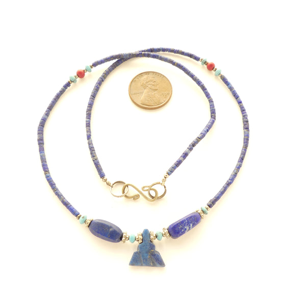 Necklace, Micro Beads of Lapis Beads From Afghanistan, 17 inches long