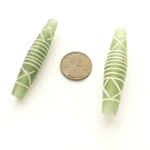Serpentine, Afghan, Long Ovals with White Markings, 45-50mm Long