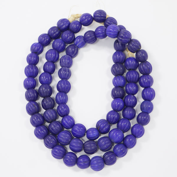 Indonesia, Melon Beads, Cobalt Blue, 12-15mm Diameter, Sold by the Set of 10