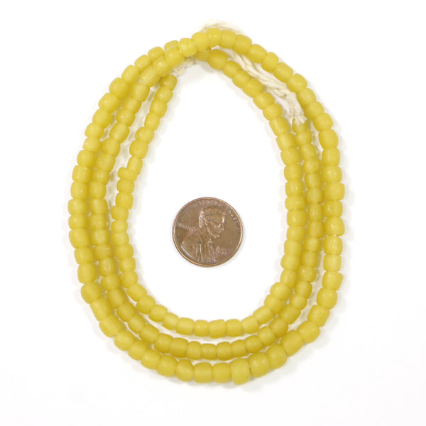 Indonesia, Trandlucent Yellow Semi-Matte Spacer Beads, 4-6mm Diameter in 23-inch Strands