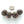 Indonesia, Jatim Replica Bead 12x17mm, Black w/ Brick, Amber &  White Decor, Sold Individually