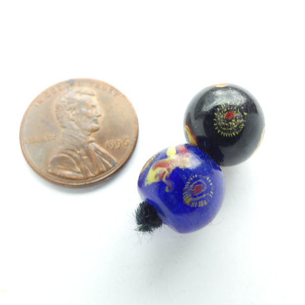 Boshan Starburt Beads, Vintage, Round Cobalt Blue, 11mm Diameter, Sold Individually
