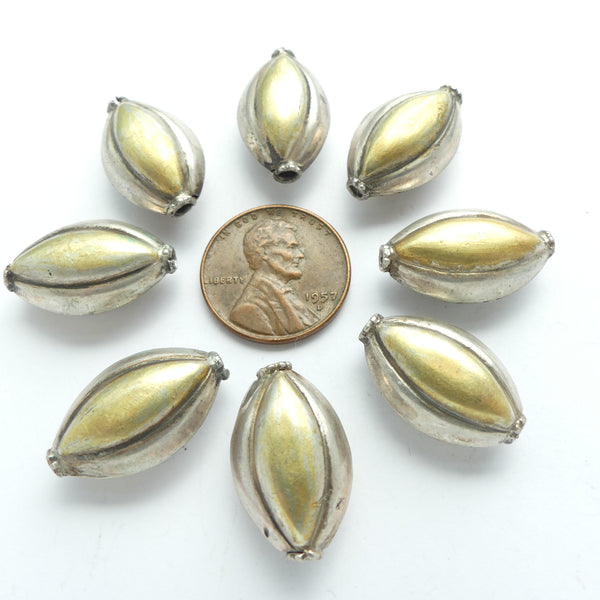 Indian Silver, Vintage Sterling Puffy Ovals with Gold Wash, 20x12, Sold Indivudually