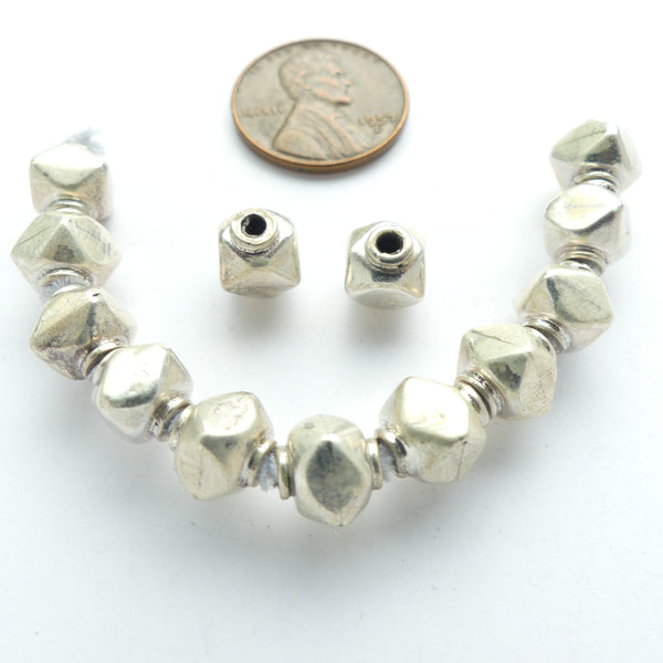 Indian Silver, Cornerless Collared Beads, 7x7mm, Sold Individually