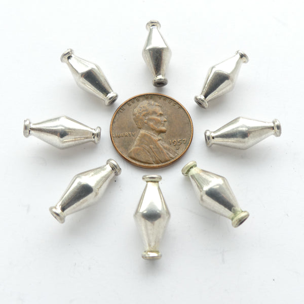 Indian Silver, Bicones, Small Smooth & Collared, 16x7mm Sold Individually