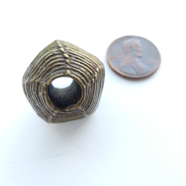 Brass, Medium Large Lost Wax Cast Five-Sided Bicone, 18x22mm