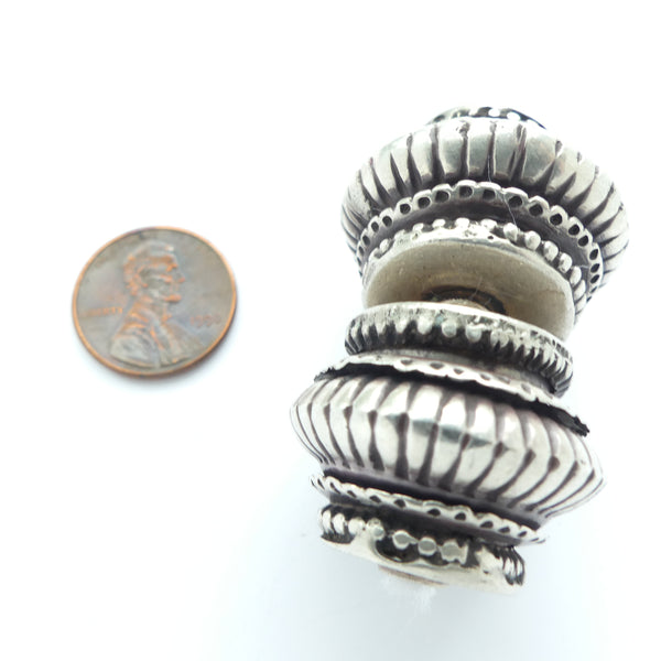 Indian Silver, Antique, Large Wheel Shaped Beads, 28mm Diameter byn 20mm Thick, Sold Individually
