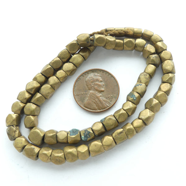 Brass, Short Strand of Mostly 5mm Gond Bead Mix, 12 inches