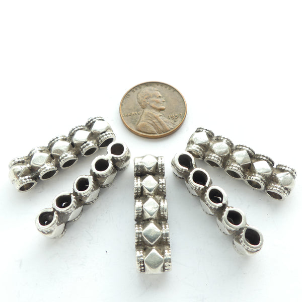 Indian Silver, Spacer Bars, Vintage, 5 Hole 28mm Long, Priced Individually