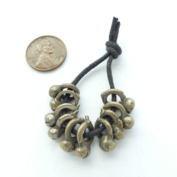 Brass, Rings with Small Balls Soldered onto Them, Rings Diameter 9mm, Balls, 5mm, Sets of 10
