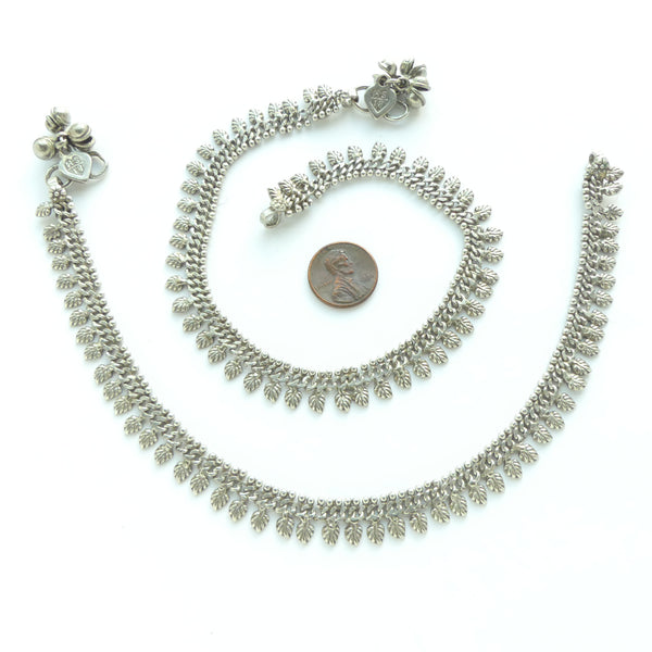 Indian Silver Anklets, Vintage, 11 inches long, Sold Individually