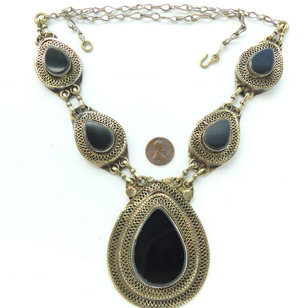 Afgan Necklace/Pendants, Silver with B