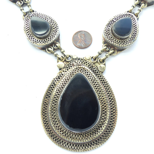 Afgan Necklace/Pendants, Silver with B