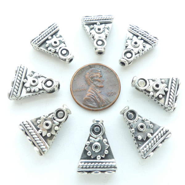 Indian Silver, Triangle 3 to 1 Reducers, Sterling with Star/Moon Designs, 13x18mm Sold Individually