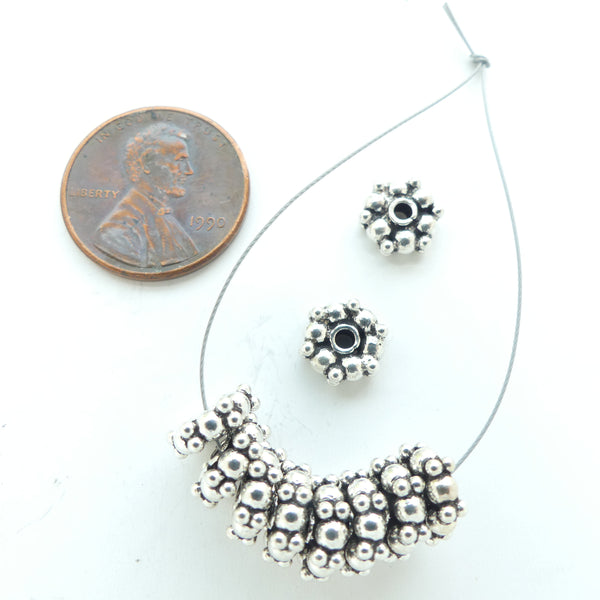 Indian Silver, Double Thick Daisy Spacers, 2x12mm, Sold by Sets of 8