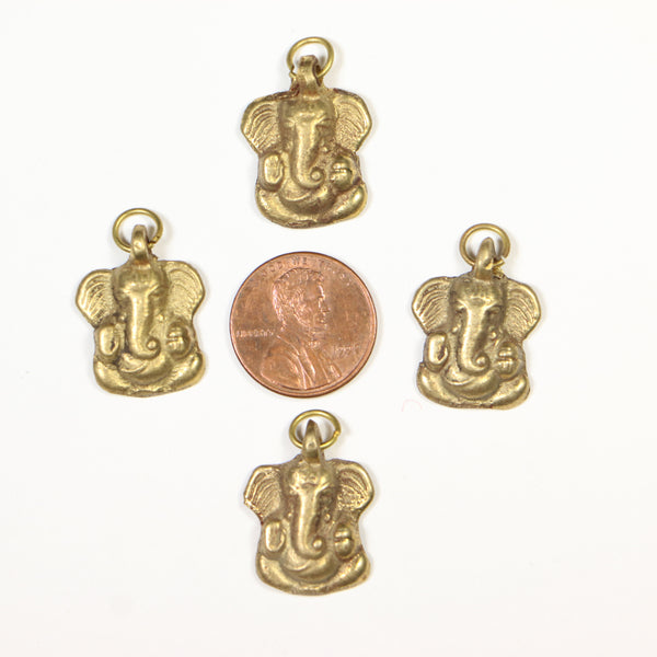 Brass, Pendant of Ganesha, Small 22mm tall, Sold Individually