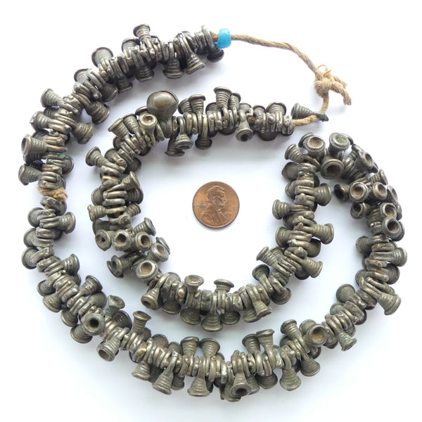 Bronze, Thai Antique Bell Shape Beads/Mini Pendants, Sets of 25
