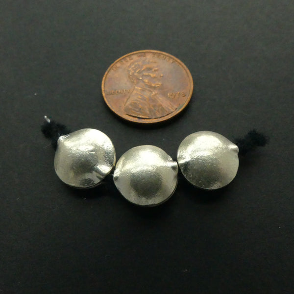 Thai Silver, Smooth Lentils, 12mm Diameter 6mm Thick. Sold Individually