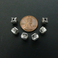 Thai Silver, Stamped Pinched Cube Beads, 6x6mm. Sold Individually