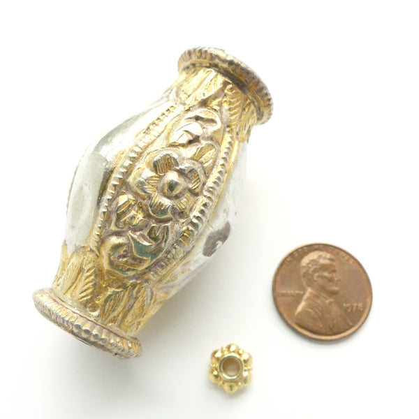 Indian Silver Vintage Silver and Vermeil Mighty and Mini Beads, Set of 2