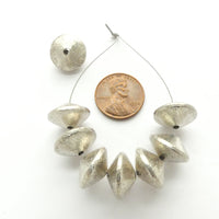 Indian Silver Larger Brushed Bicones, 9x14mm, Sold Individually