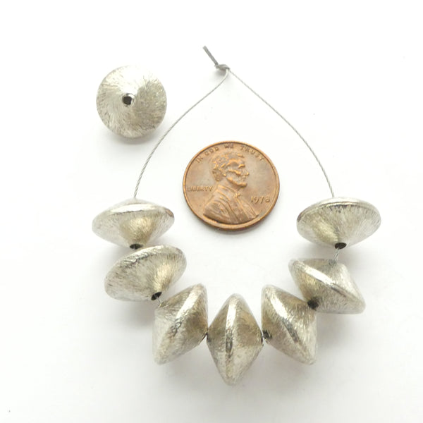Indian Silver Larger Brushed Bicones, 9x14mm, Sold Individually