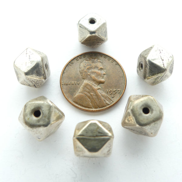 Indian Silver, Cornerless Cube Beads 7x9mm, Sold Individually