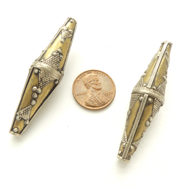 Turkoman, Bicone, Vintage Granulated and Fire-Gilded, 54x14mm, Sold Individually