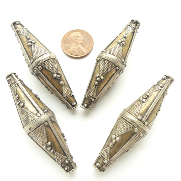 Turkoman, Bicones, Vintage with Granulation and Fire-Gilding, 55x16mm Sold Individually