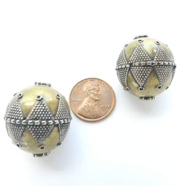 Turkoman, Round, Large with Granulation and Fire-Gilding, 23x24mm, Sold Individually