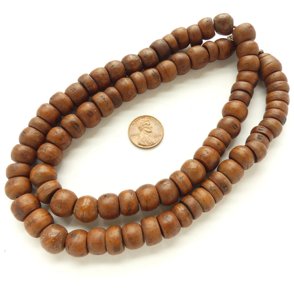 Bodhi Seeds, Vintage Strand of 80 Beads, Three shapes: Oblate, Slice and Conical
