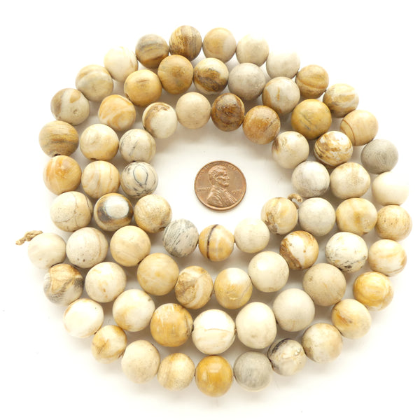 Opalized Palm Wood (aka Naked or Unetched) Pumtek Beads,12-14mm Diameter, Set of 72