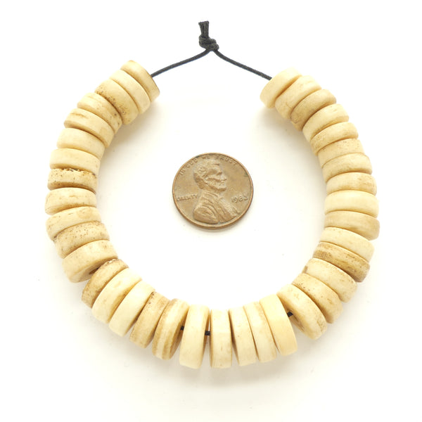 Bone, Slices Natural, 3-5mm thick by 10-12mm Diameter, Sold by the Set of 20
