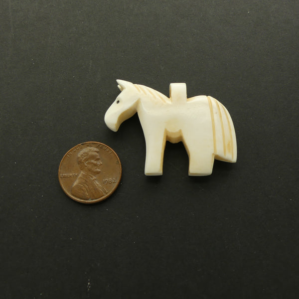 Bone, Horse Pendant Hand Carved in the Philippines, 35mm Nose to Tail