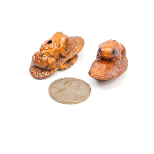 Ojime, Frog on a Sandal, Sold Individually