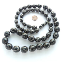 Yemeni, Black Coral and Silver Beads from a Vintage Prayer Strand, Set of 3
