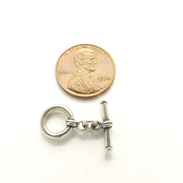 Clasp, Sterling Silver Toggle, Small Decoration Antiqued, Ring 10mm
