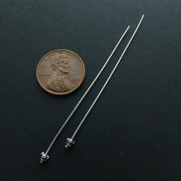 Headpin, Sterling Silver with Small Granulated Heads, 22 Gauge, 2.5" Sold Individually