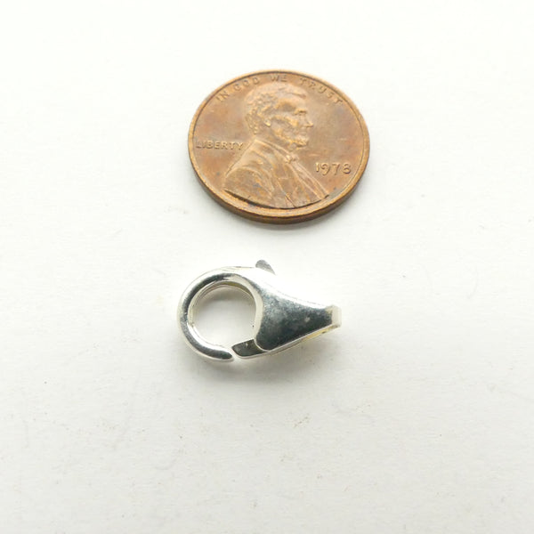 Clasp, Sterling Silver Lobster, Large with No Ring, 15mm