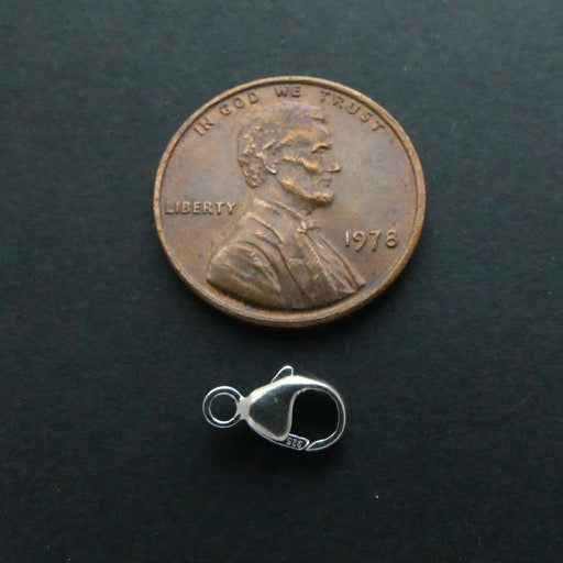 Clasp, Sterling Silver Lobster, Mini, 10mm Including Ring on One Side