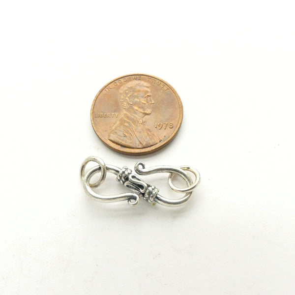 Clasp, Sterling Silver S-Hook, Indonesian, 25mm Including rings, Sold Individually